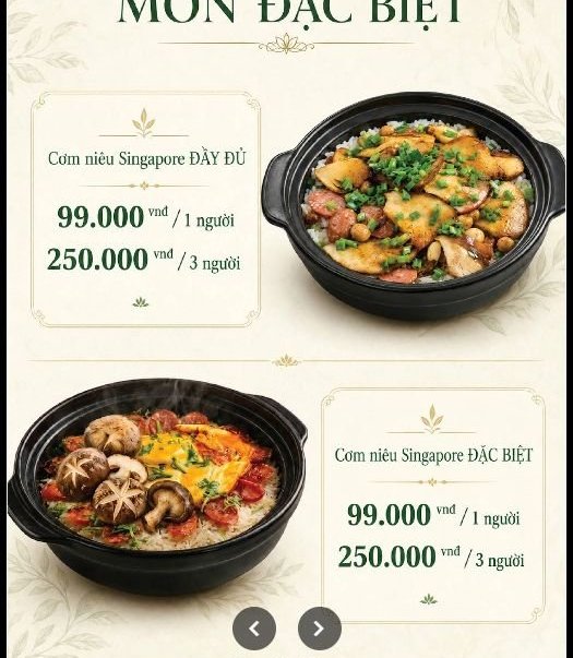 Món đặc biệt cơm niêu Singapore