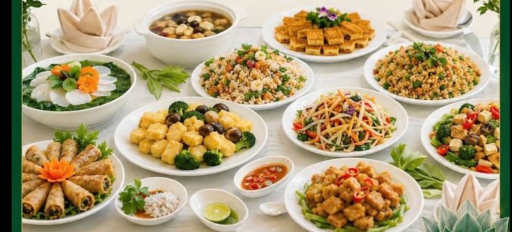Tiệc chay Đức An - mâm tiệc đầy đủ món